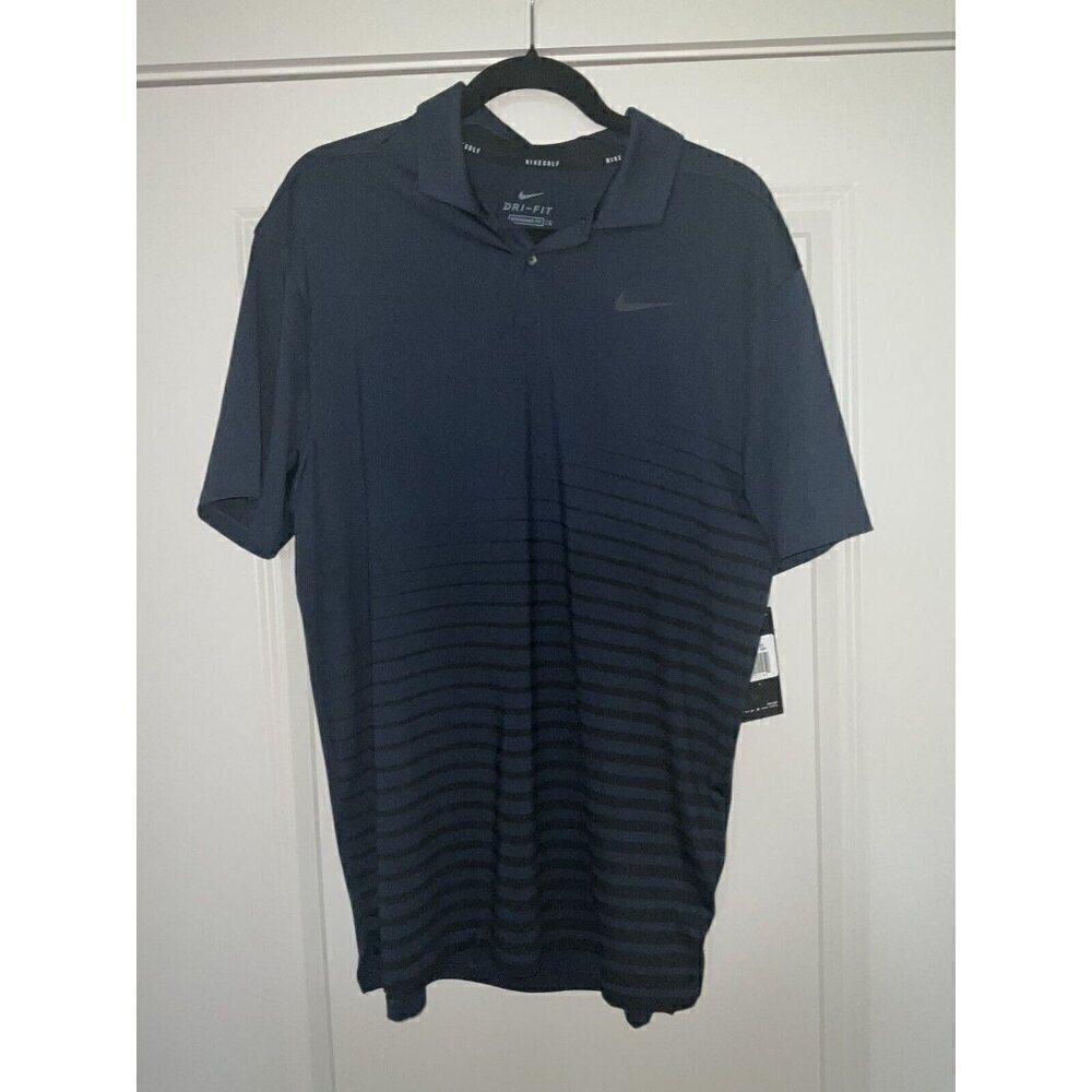 Nike Vapor Graphic Golf Polo Shirt Stripe Mens Med Blue New CU9794-451
